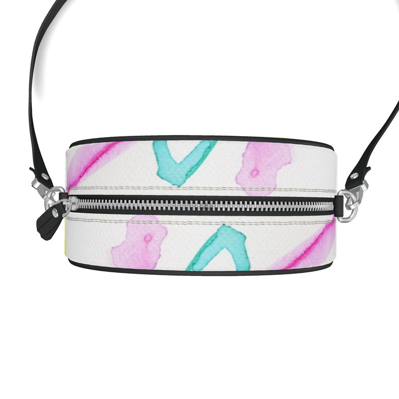 Watercolor Splash Leather Round Purse