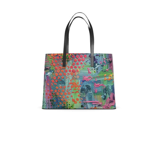 Bright Happy Leather Tote Bag