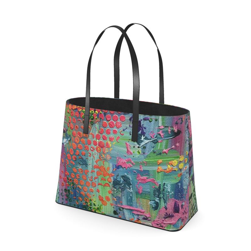 Bright Happy Leather Tote Bag