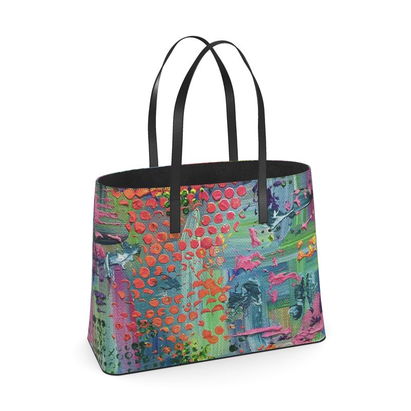 Bright Happy Leather Tote Bag