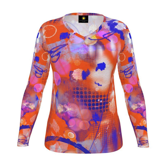 Orange and Blue Long Sleeved Ladies Tee