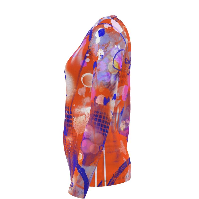 Orange and Blue Long Sleeved Ladies Tee