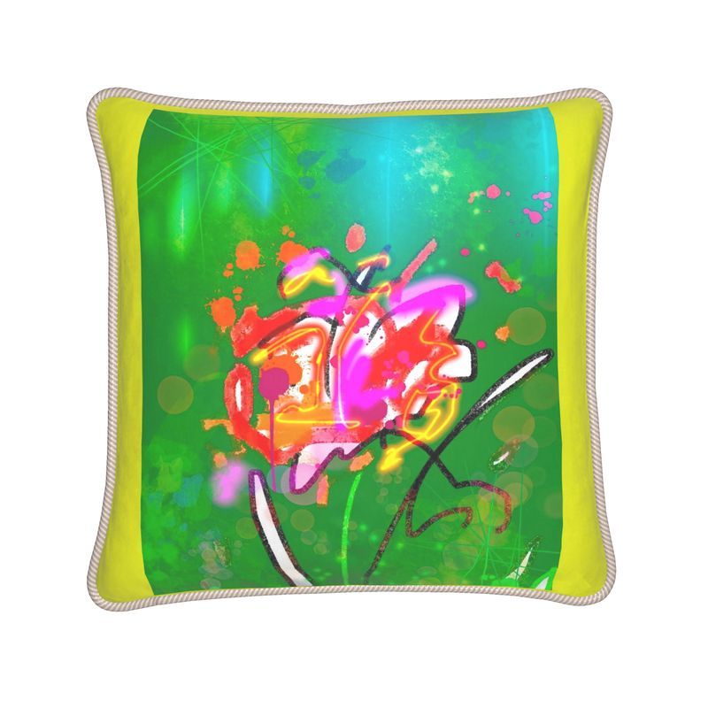 Emerald Interference - Silk Throw Pillow