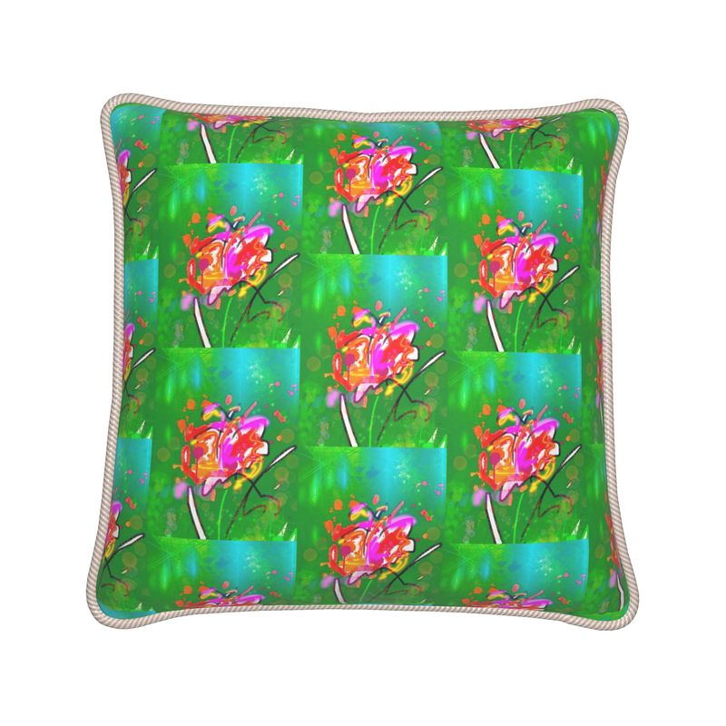 Emerald Interference - Silk Throw Pillow