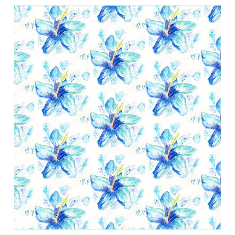 Blue Hibiscus Curtains