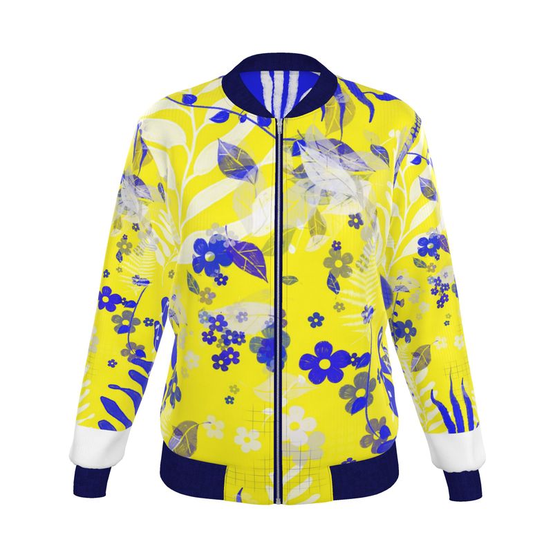 Limoncello/Mediterranean Splendor Reversible Silk Bomber Jacket