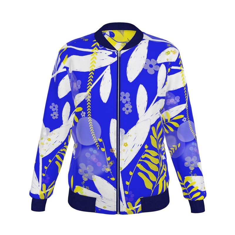 Limoncello/Mediterranean Splendor Reversible Silk Bomber Jacket