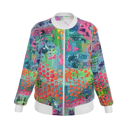 Bright Happy Women's Reversible Silk Bomber Jacket