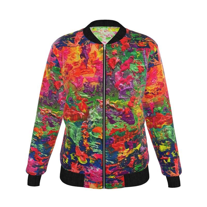 Shades of Fall Reversible Silk Ladies Bomber Jacket