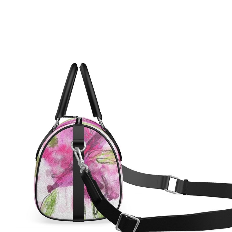 Pink Floral Limited Edition Mini Leather Barrel Bag