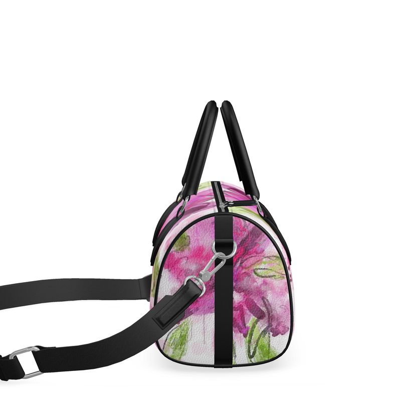 Pink Floral Limited Edition Mini Leather Barrel Bag