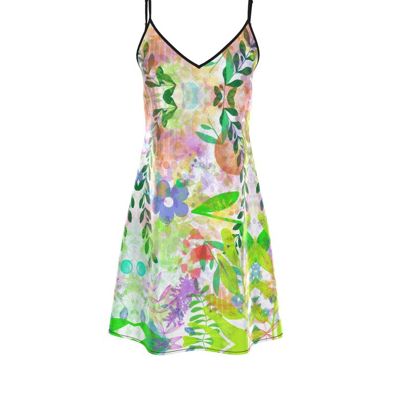 Botanical Vibrance - Silk Slip Dress