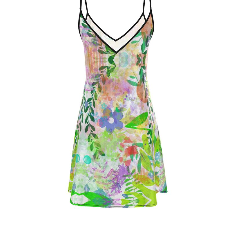 Botanical Vibrance - Silk Slip Dress