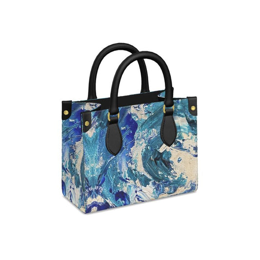 Blue Wave Leather Shopper Tote Bag