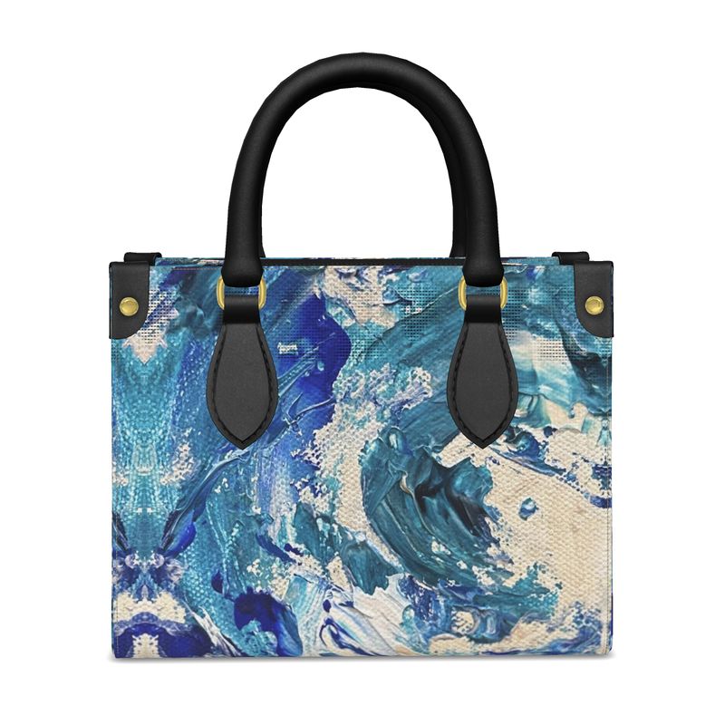 Blue Wave Leather Shopper Tote Bag