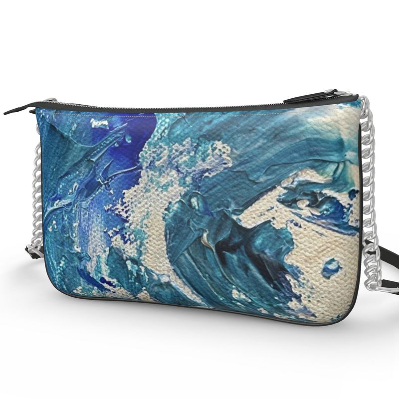 Cobalt Tide - Leather Pochette Crossbody Bag