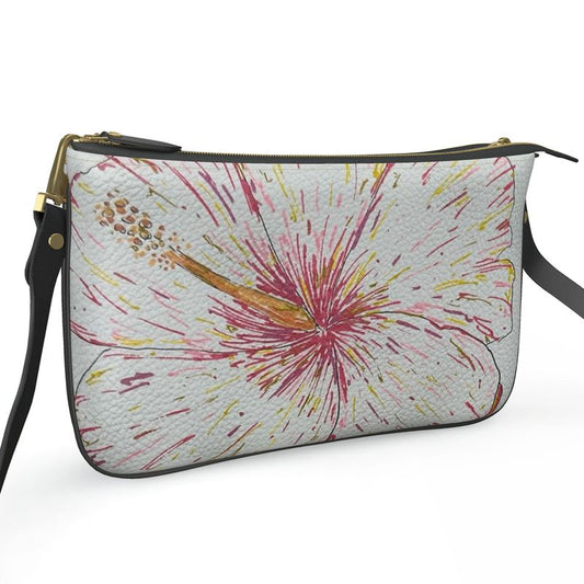 Solar Hibiscus - Leather Pochette Crossbody Bag