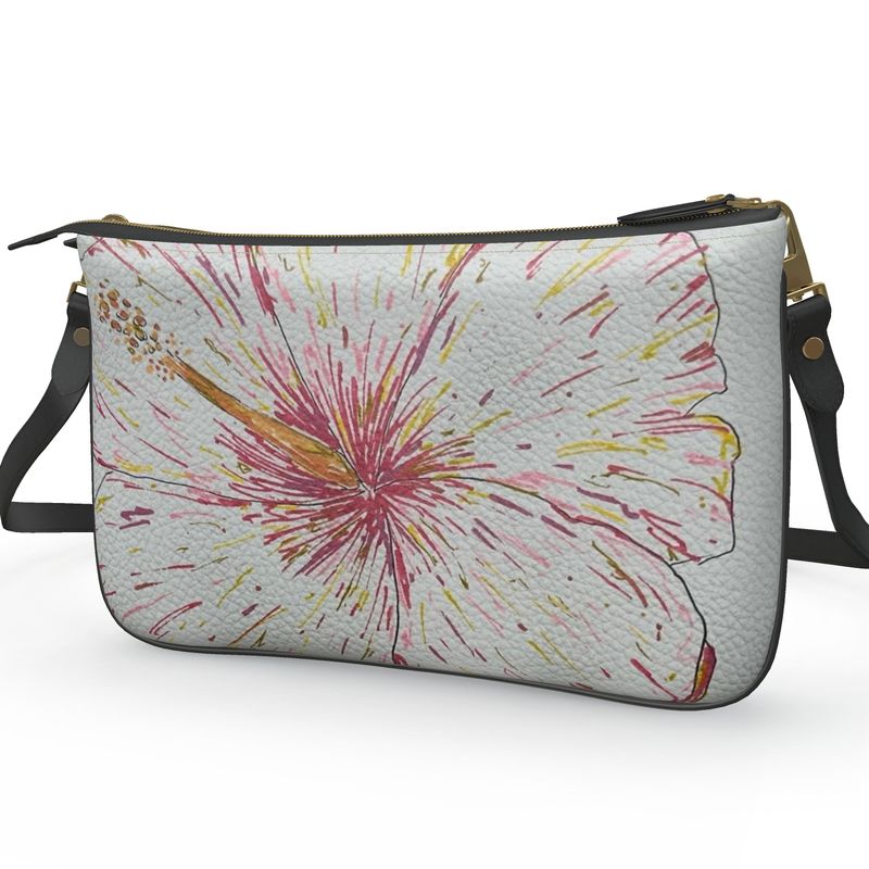 Solar Hibiscus - Leather Pochette Crossbody Bag