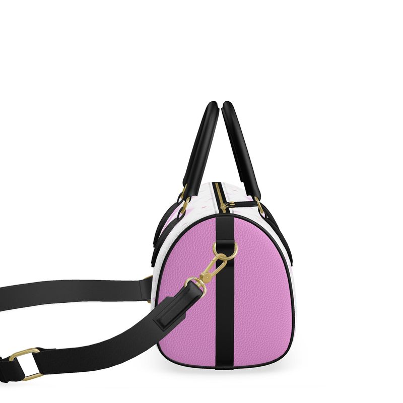 Flamingos in Love - Leather Mini Barrel Bag