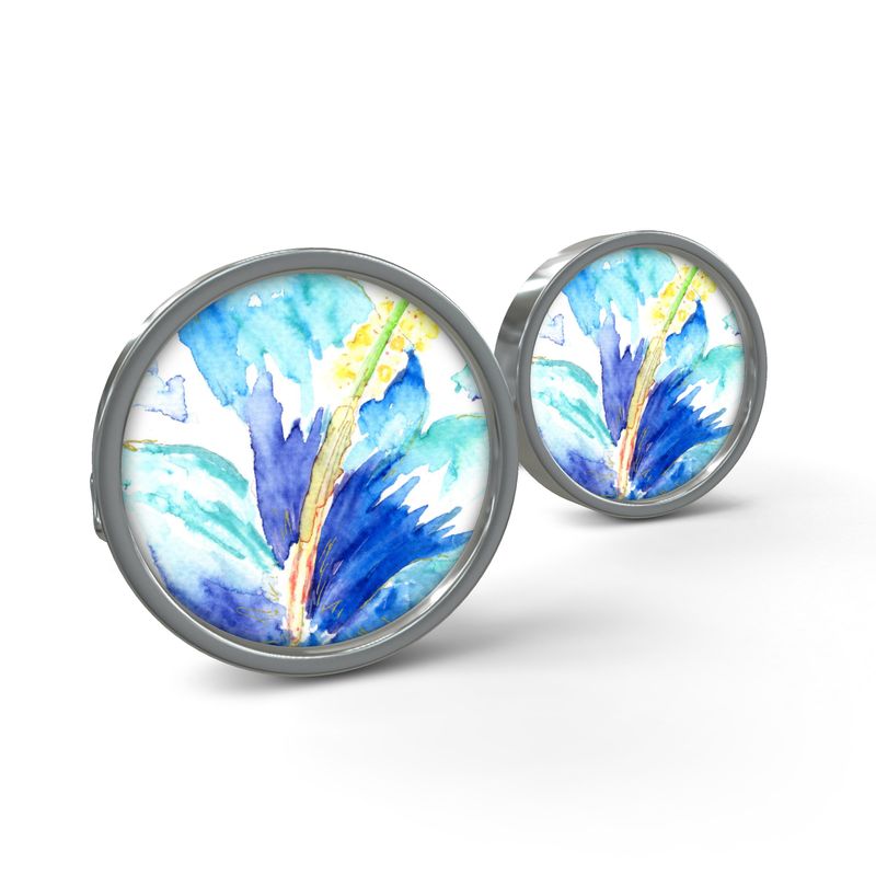 Hibiscus in Blue - Cufflinks