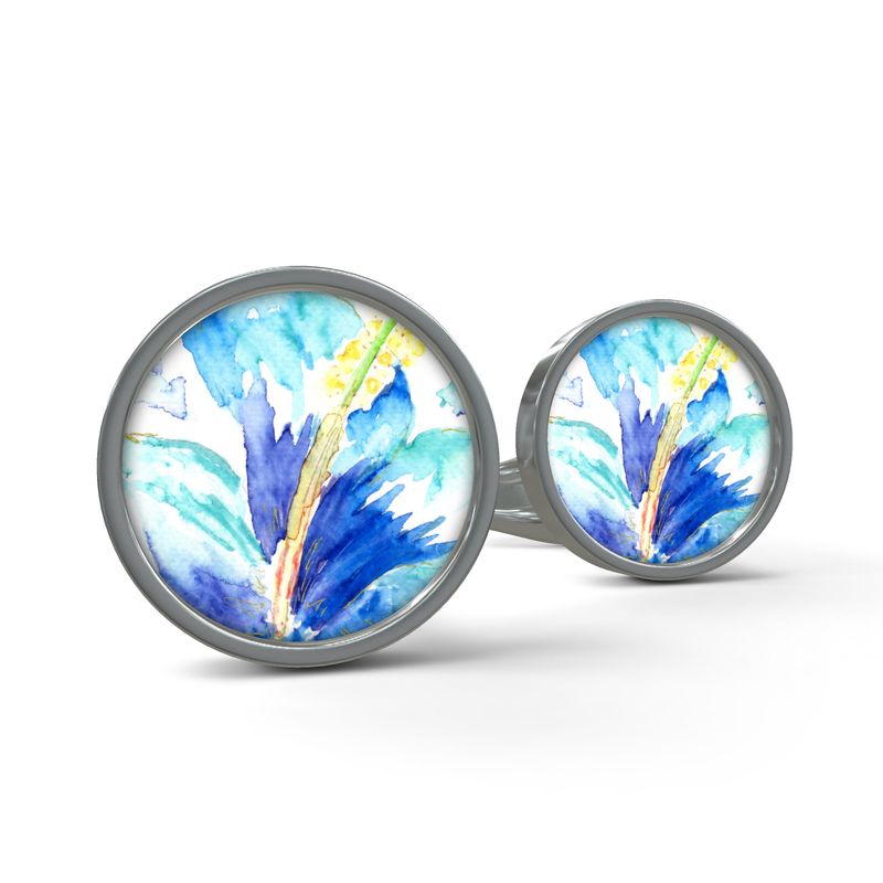 Hibiscus in Blue - Cufflinks