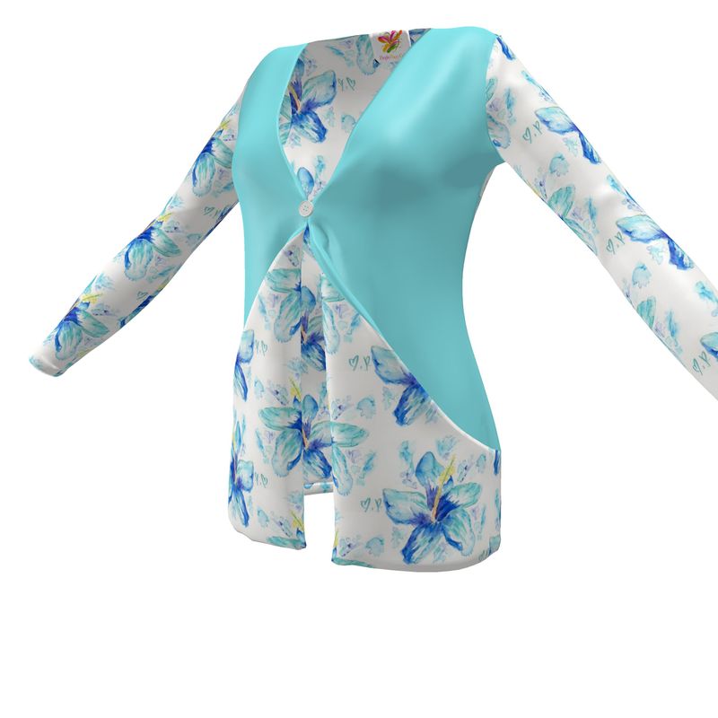 Hibiscus in Blue - Ladies Cardigan