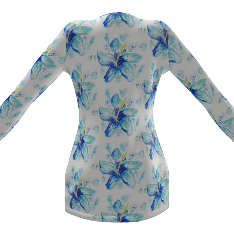 Hibiscus in Blue - Ladies Cardigan