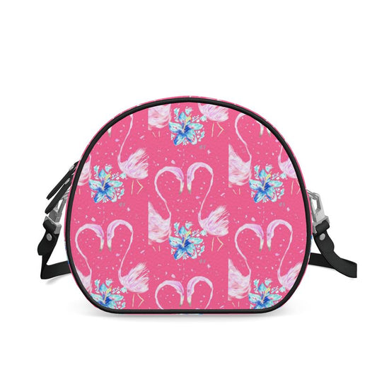 Let's Flamingle - Round Leather Crossbody Bag