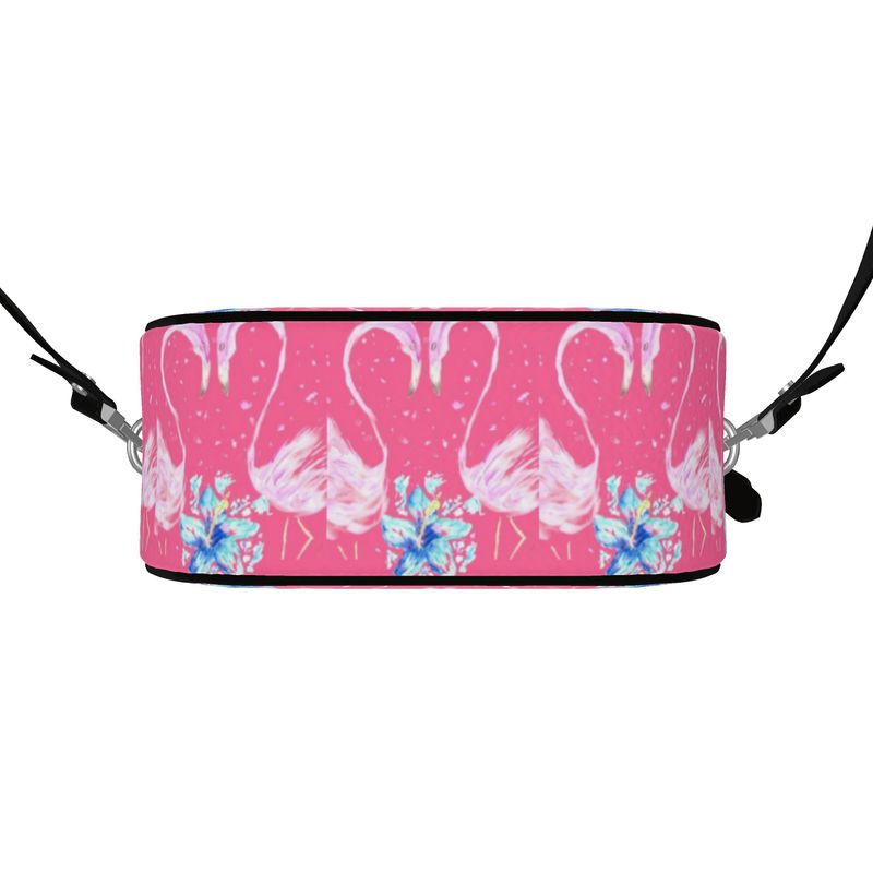 Let's Flamingle - Round Leather Crossbody Bag
