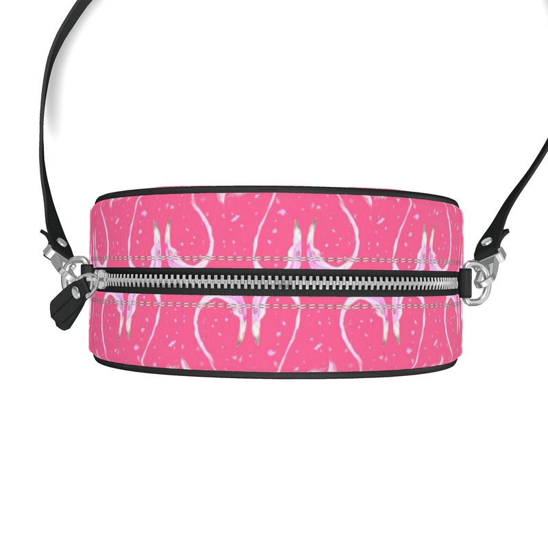 Let's Flamingle - Round Leather Crossbody Bag