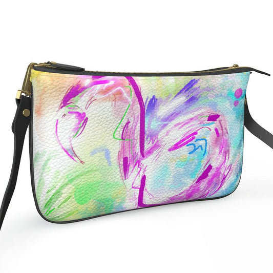 Color Doesn't Perch - Limited Edition Leather Pochette Double Zip Bag