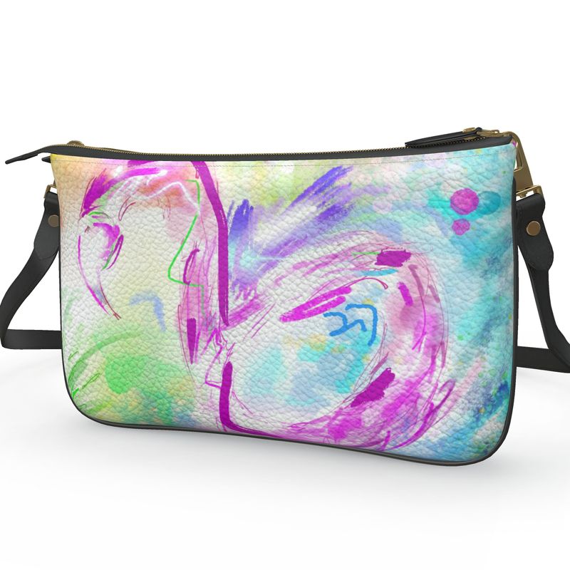Color Doesn't Perch - Limited Edition Leather Pochette Double Zip Bag