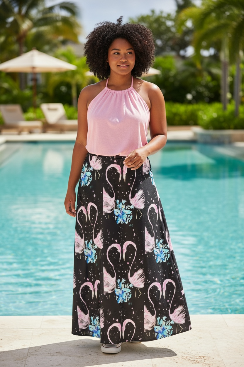 Tropical Nocturne - Midi Skirt
