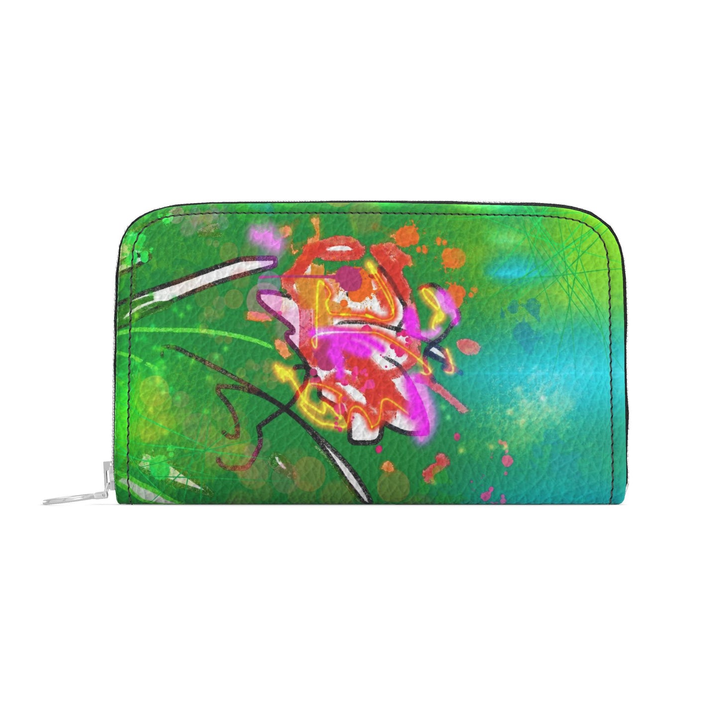 Emerald Interference - Leather Zip Wallet