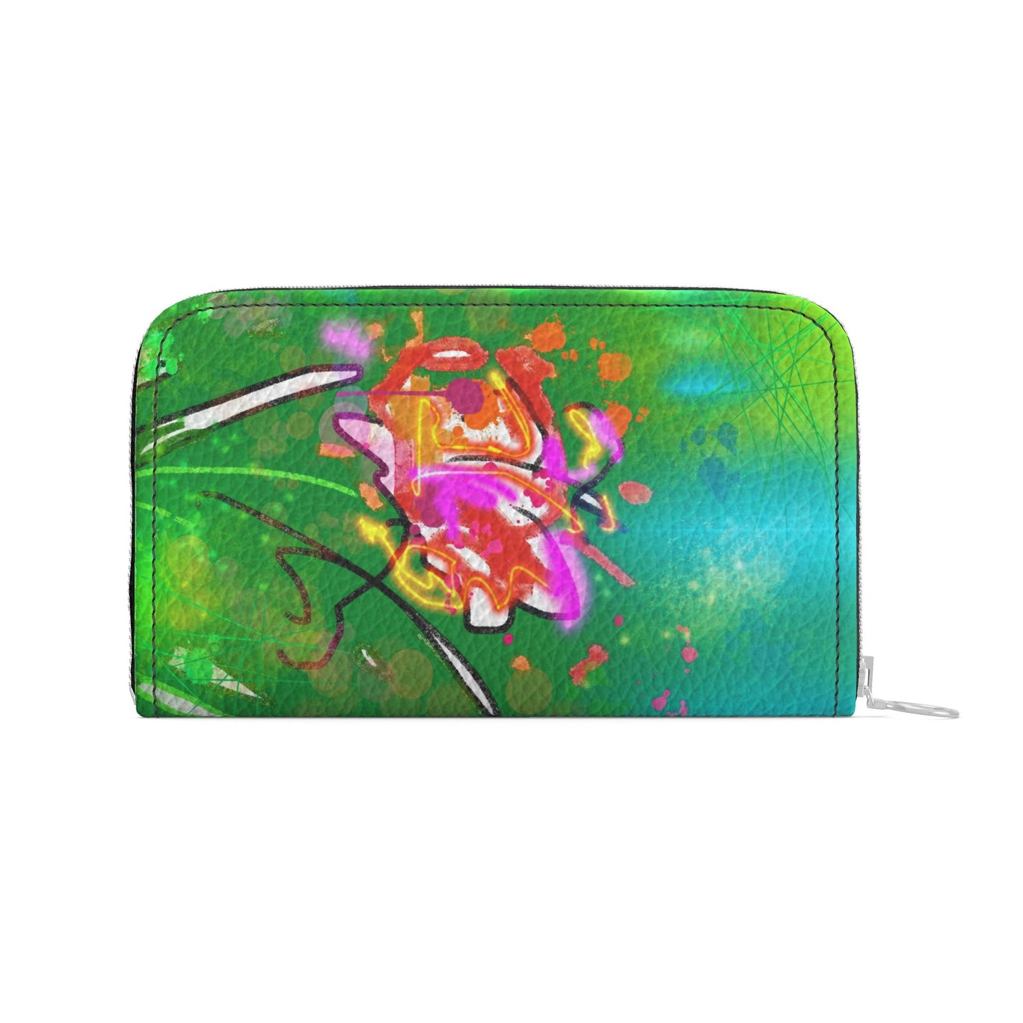 Emerald Interference - Leather Zip Wallet