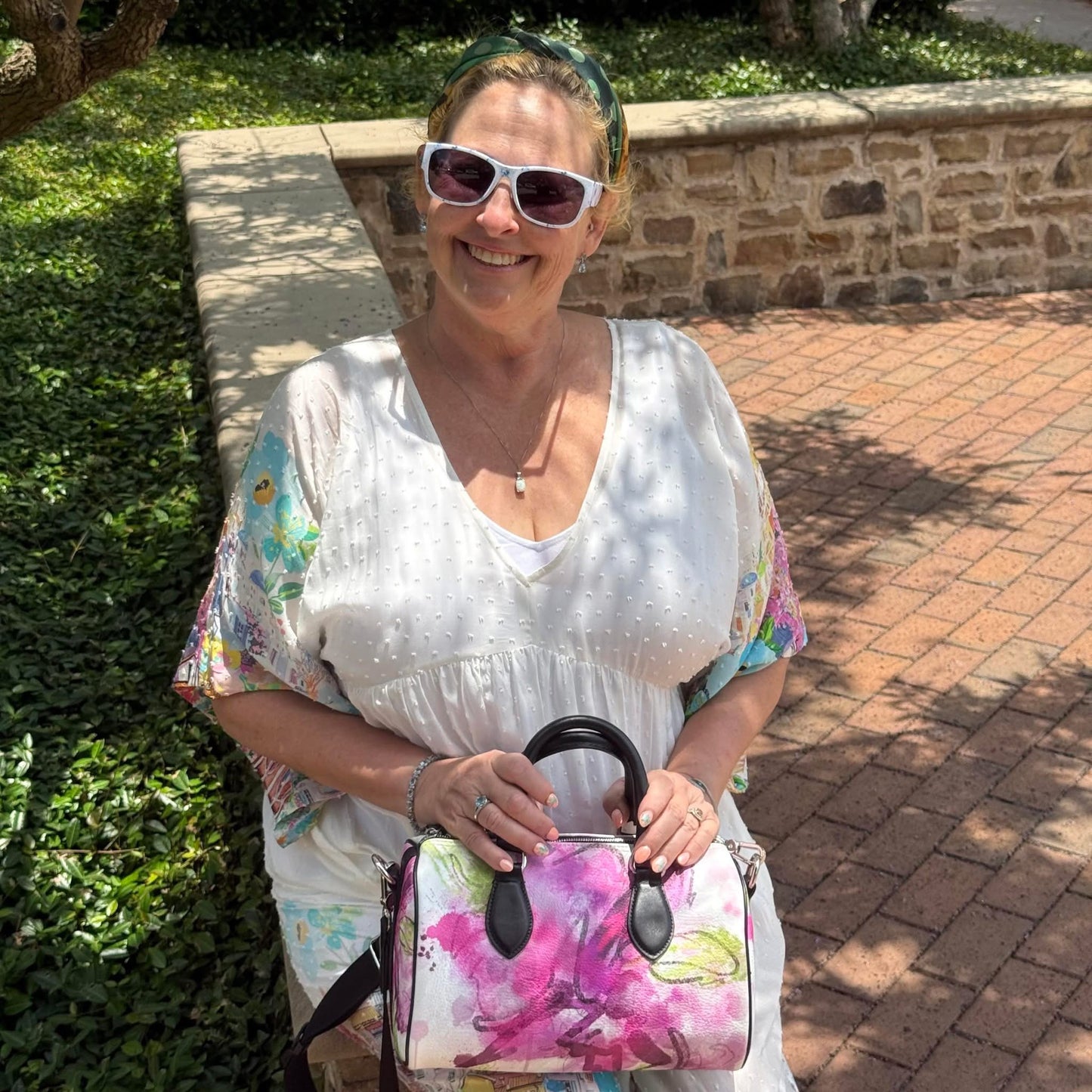 Pink Floral Limited Edition Mini Leather Barrel Bag