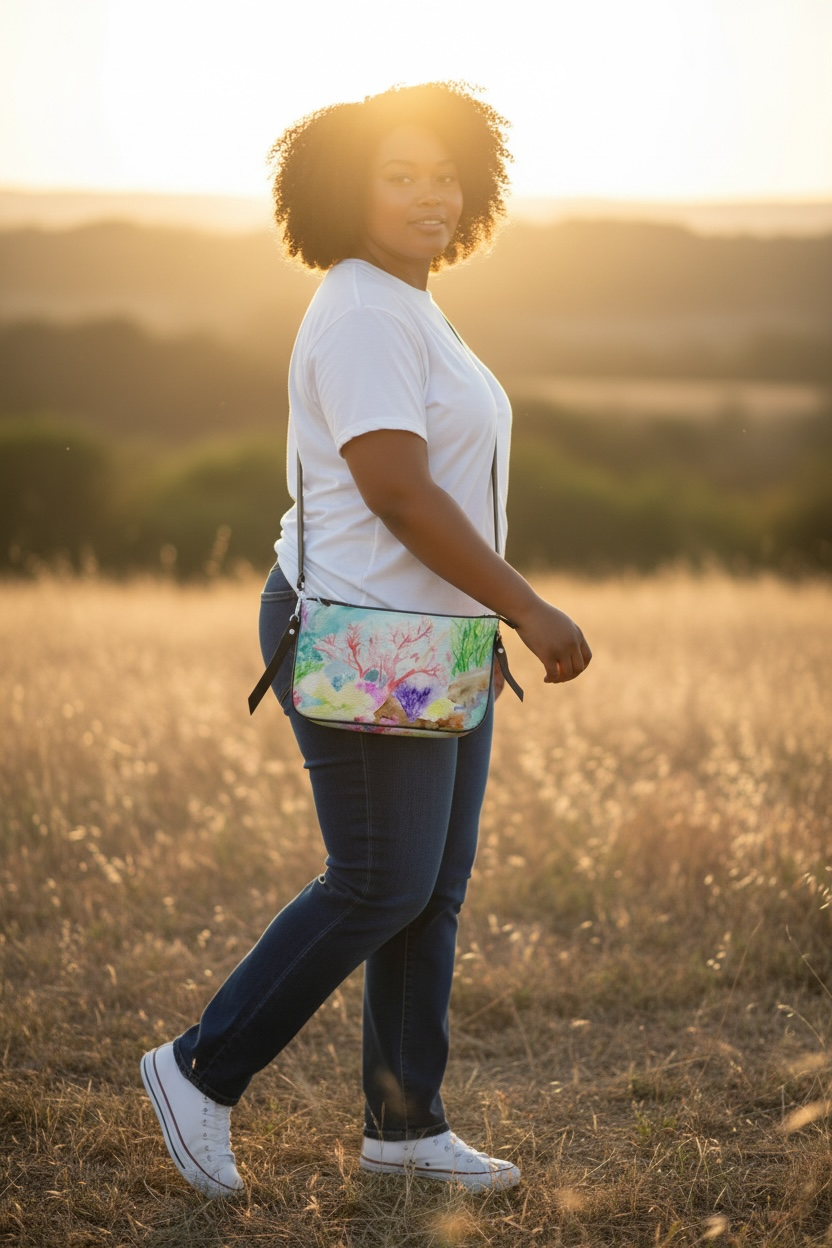 Underwater Adventure Leather Double Zip Pochette