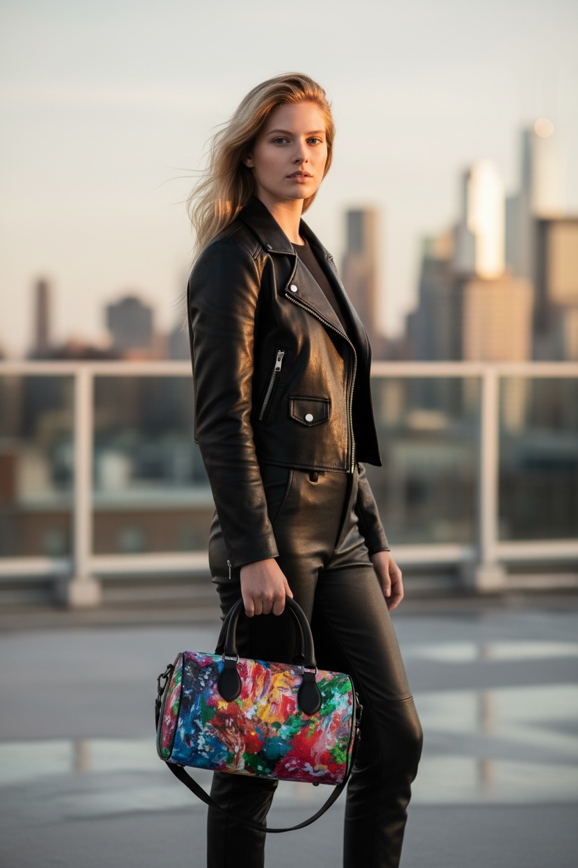 City Lights - Leather Barrel Bag