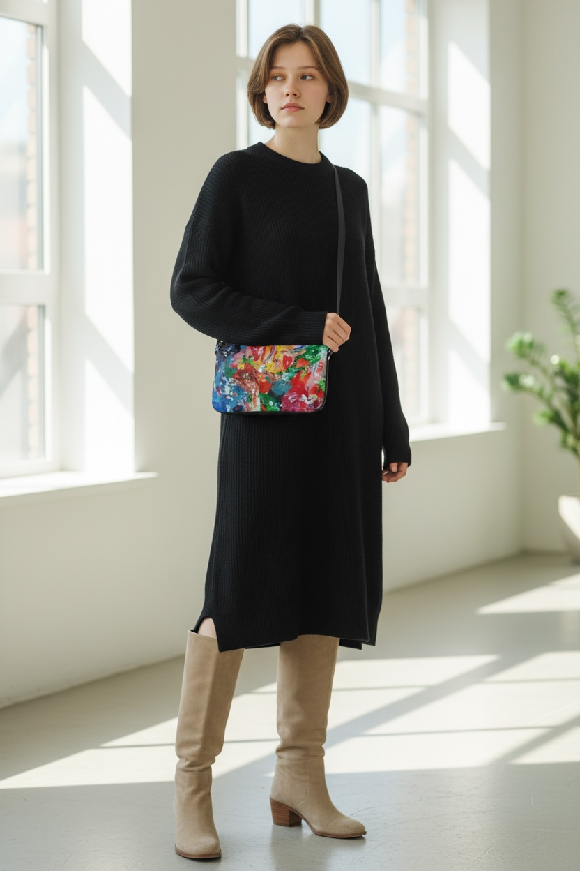 City Lights - Leather Pochette Double Zip Bag