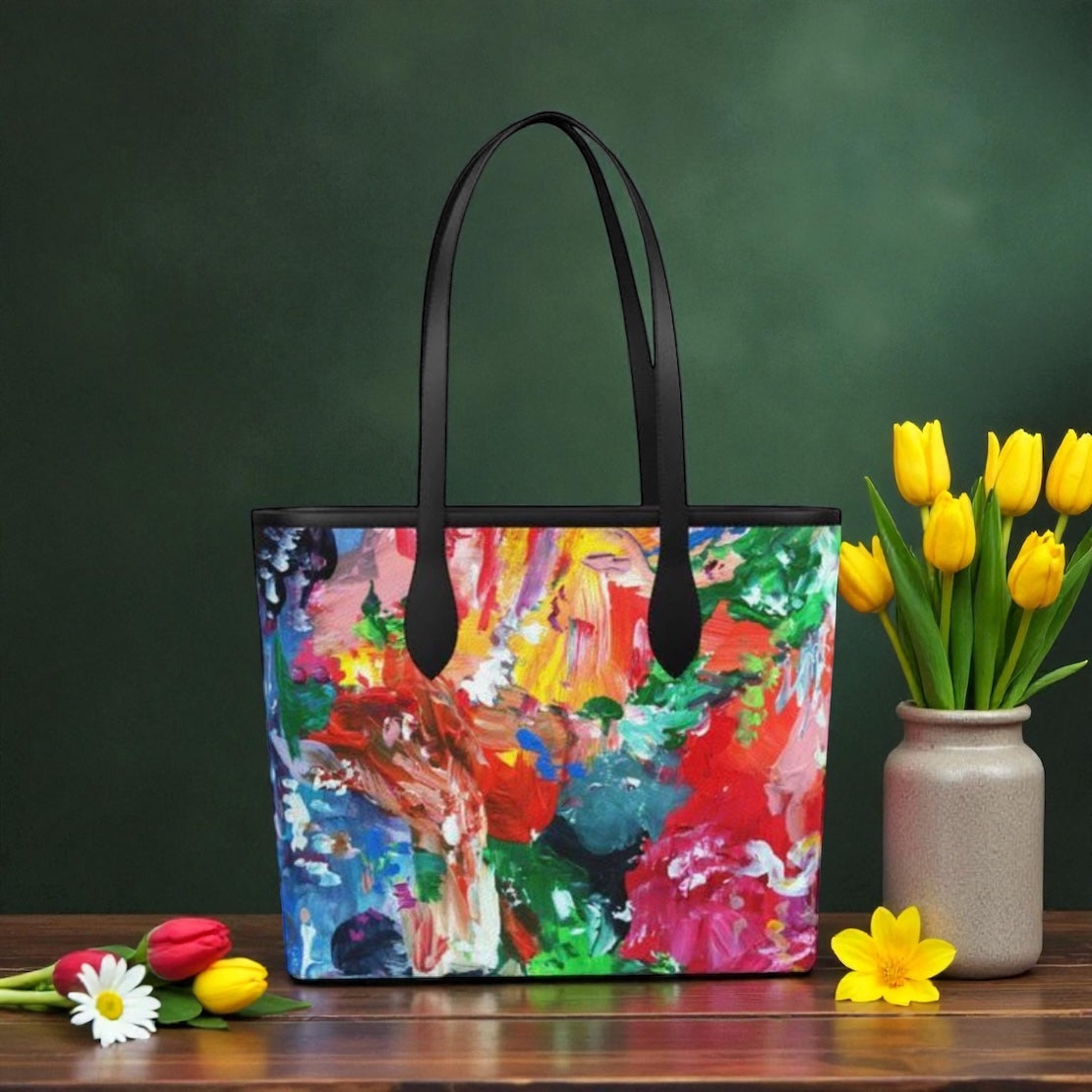 City Lights Leather Shopper Tote Bag