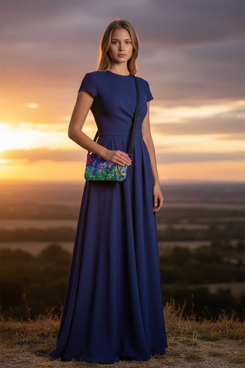 Wisteria Drift - Leather Pochette Crossbody Bag