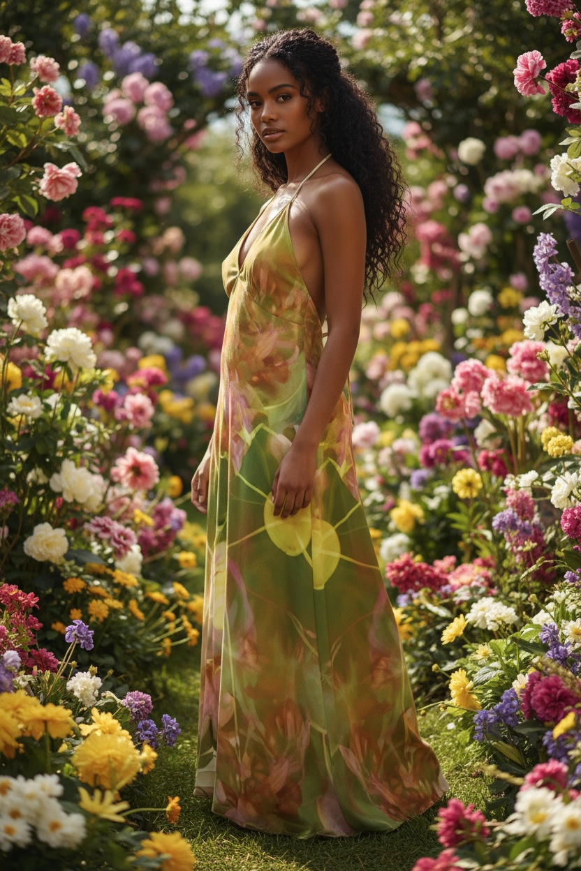 Gilded Ambience - Halter Neck Backless Dress