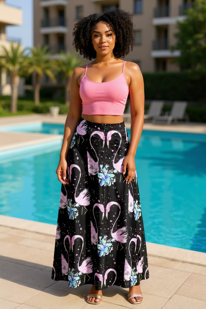 Tropical Nocturne - Midi Skirt