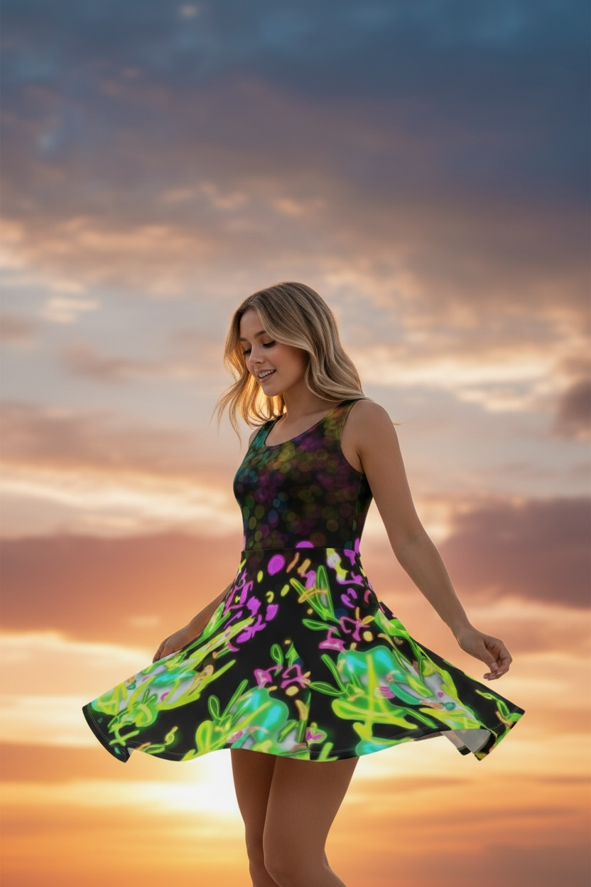 Midnight in the Garden Fit and Flare Dress