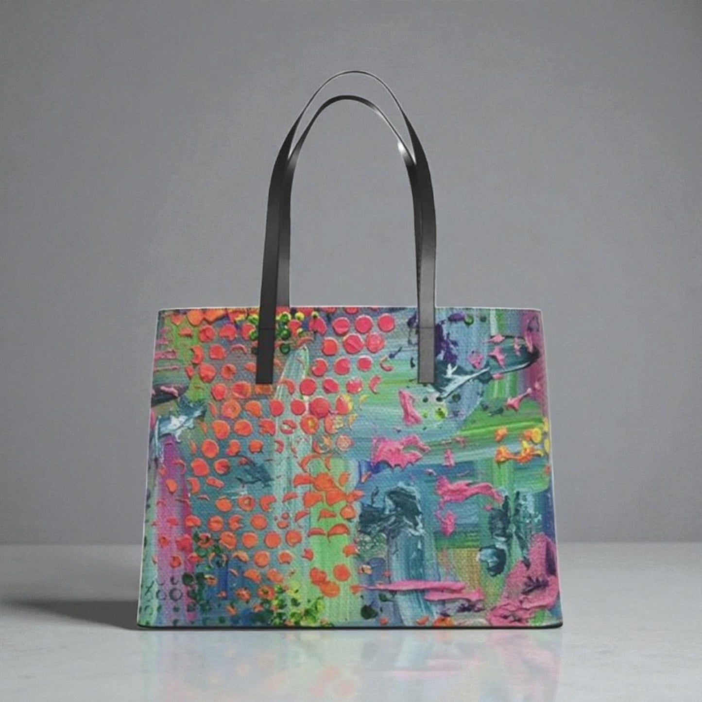 Bright Happy Leather Tote Bag