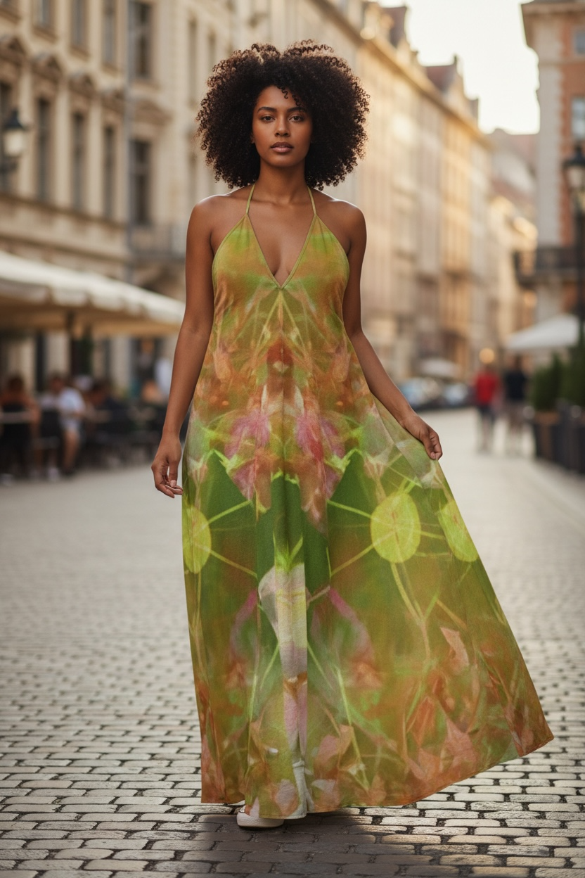 Gilded Ambience - Halter Neck Backless Dress