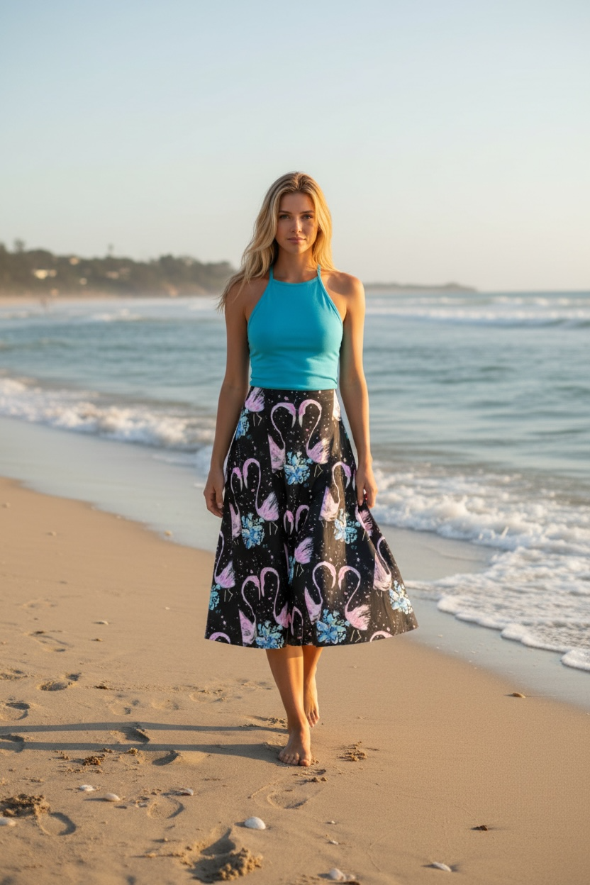 Tropical Nocturne - Midi Skirt