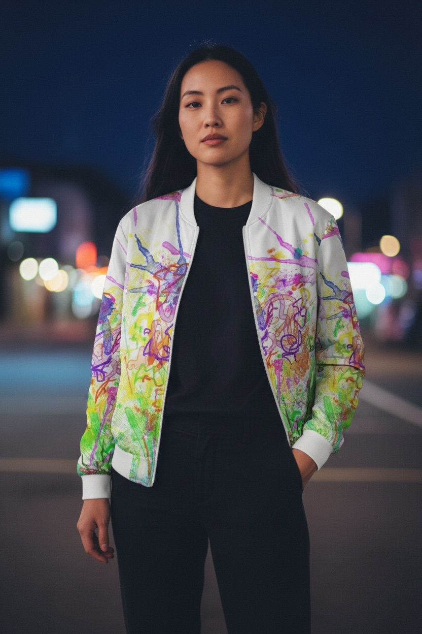 Bright Happy Women's Reversible Silk Bomber Jacket