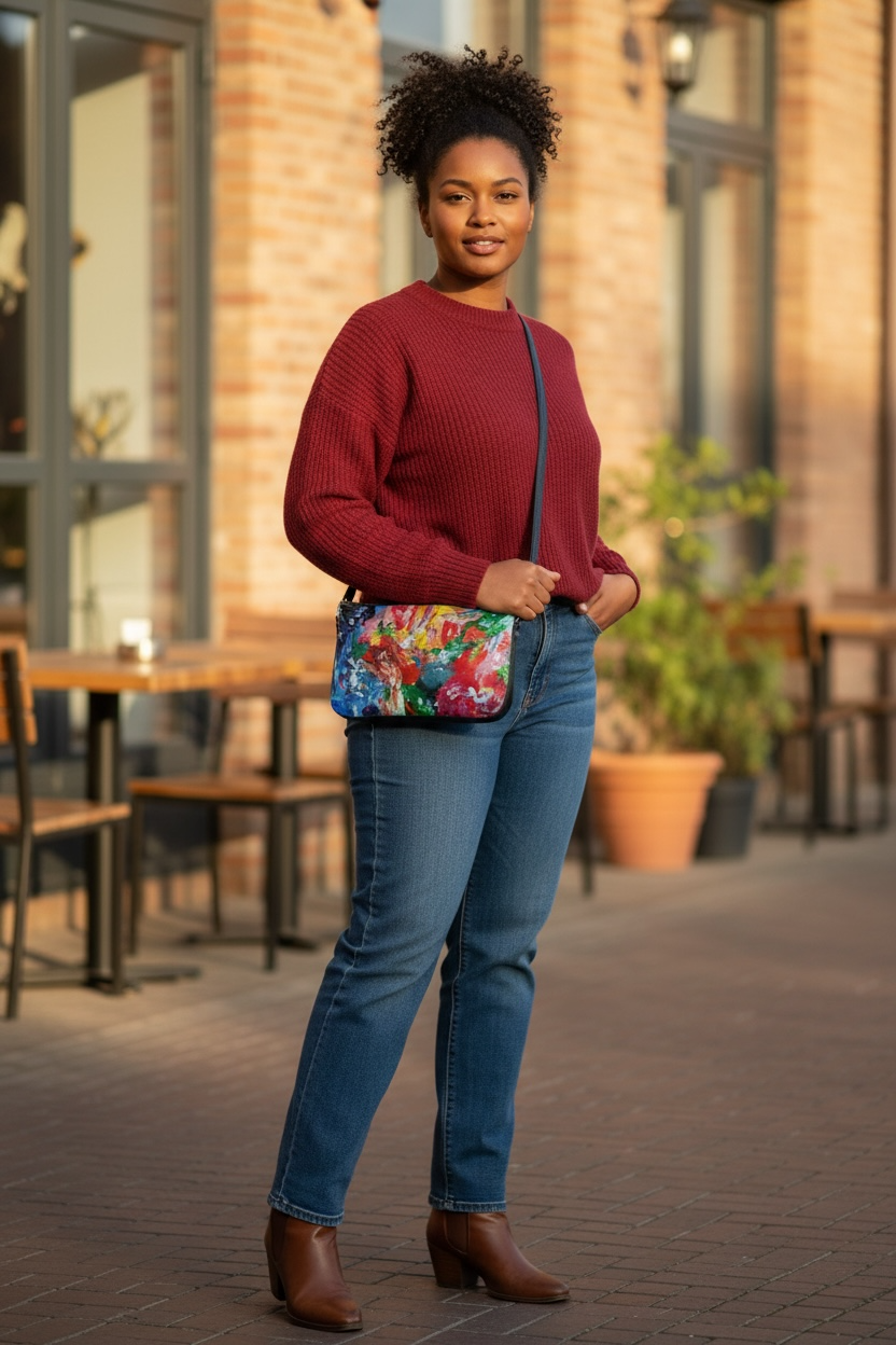 City Lights - Leather Pochette Double Zip Bag