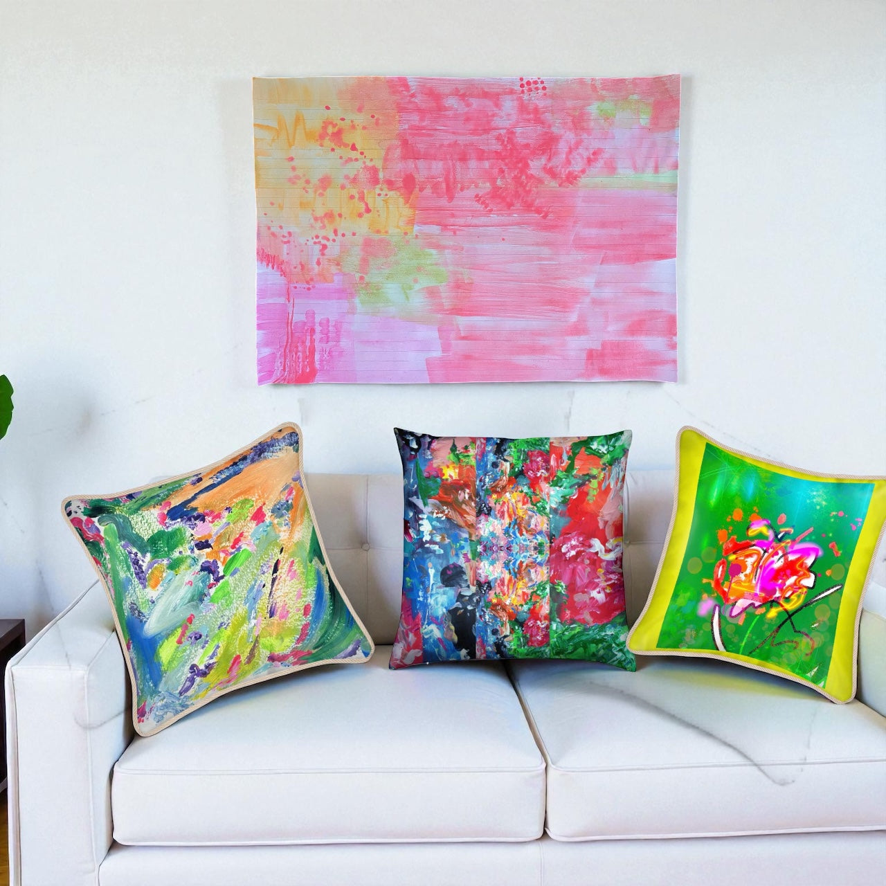 Emerald Interference - Silk Throw Pillow